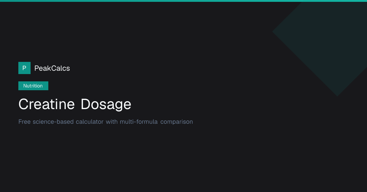 Creatine Dosage Calculator — ISSN Loading Protocol | PeakCalcs