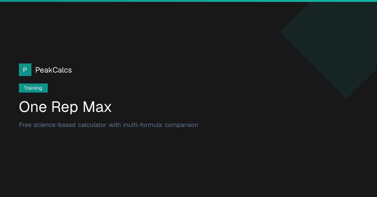 One Rep Max Calculator — Epley, Brzycki & Lander | PeakCalcs